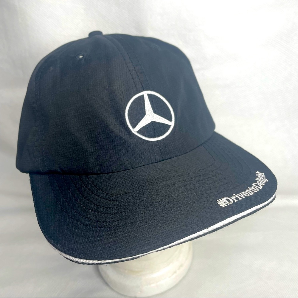 Mercedes Benz Brand Immersion Adjustable Embroider Logo Hat Black Strapback Cap
